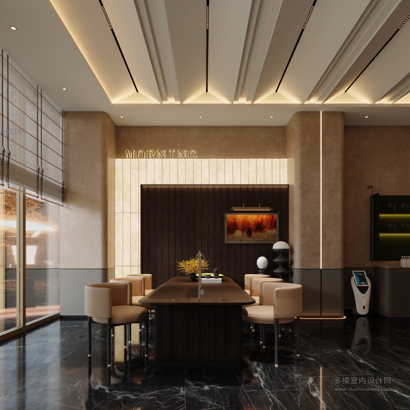 现代酒店大堂特写