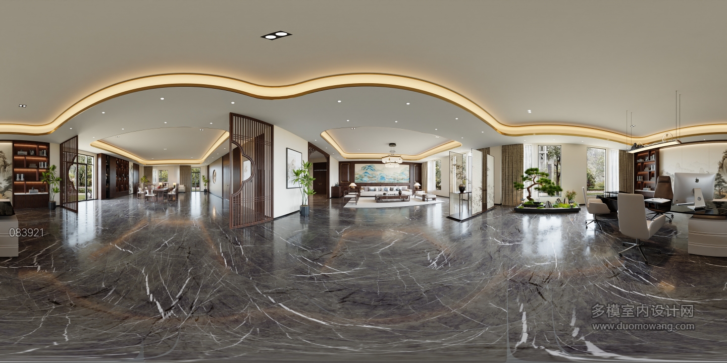 中式经理办公室全景