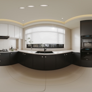 法式奶油一层厨房全景