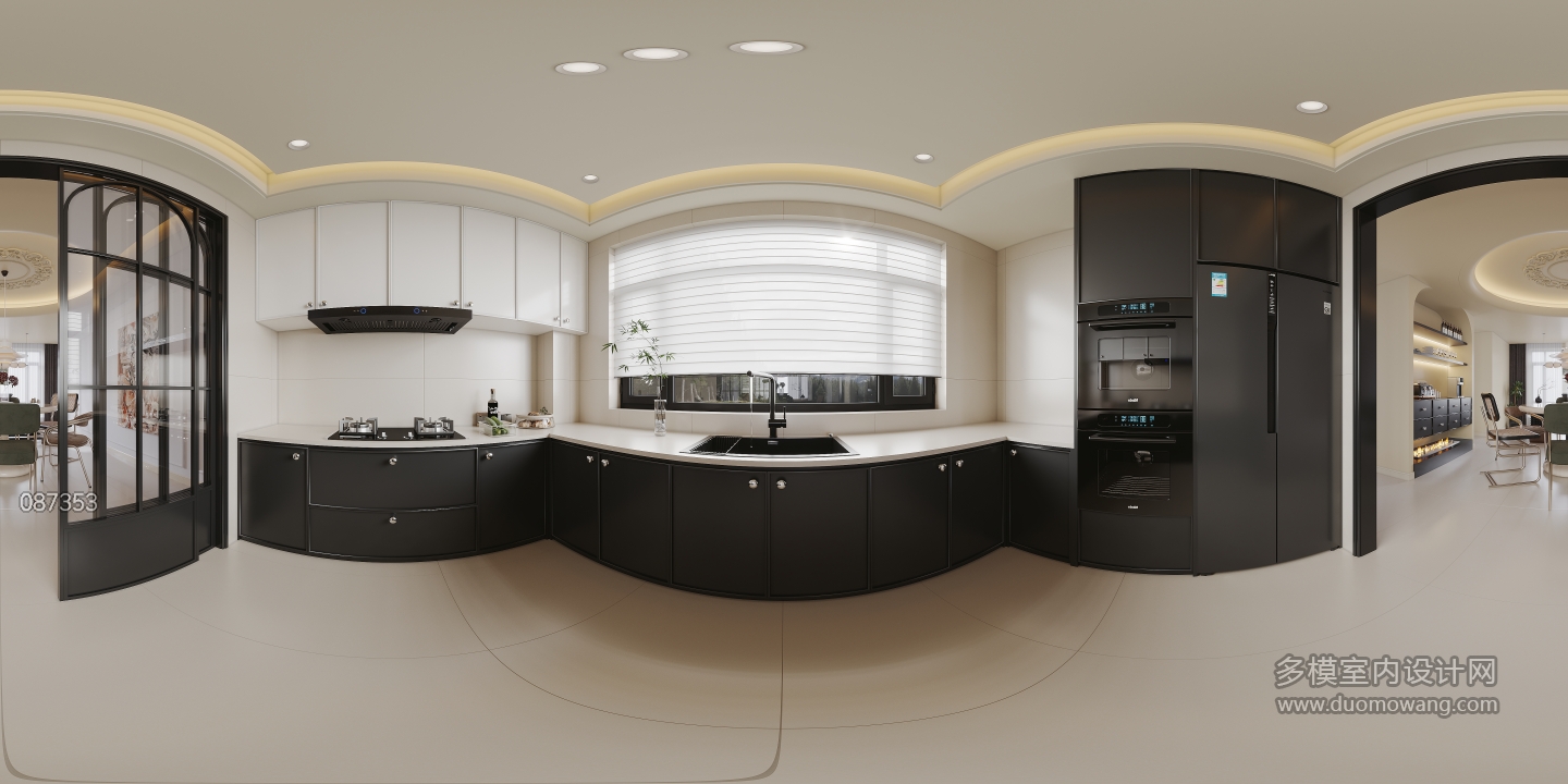 法式奶油一层厨房全景