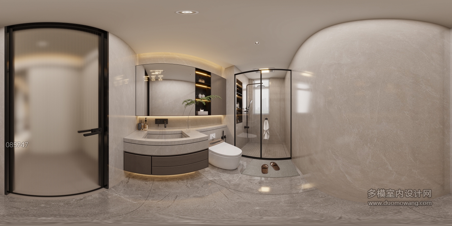 现代主卧卫生间全景