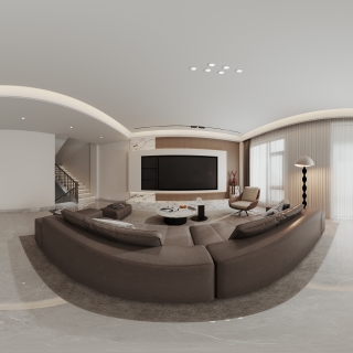 现代二层客厅全景