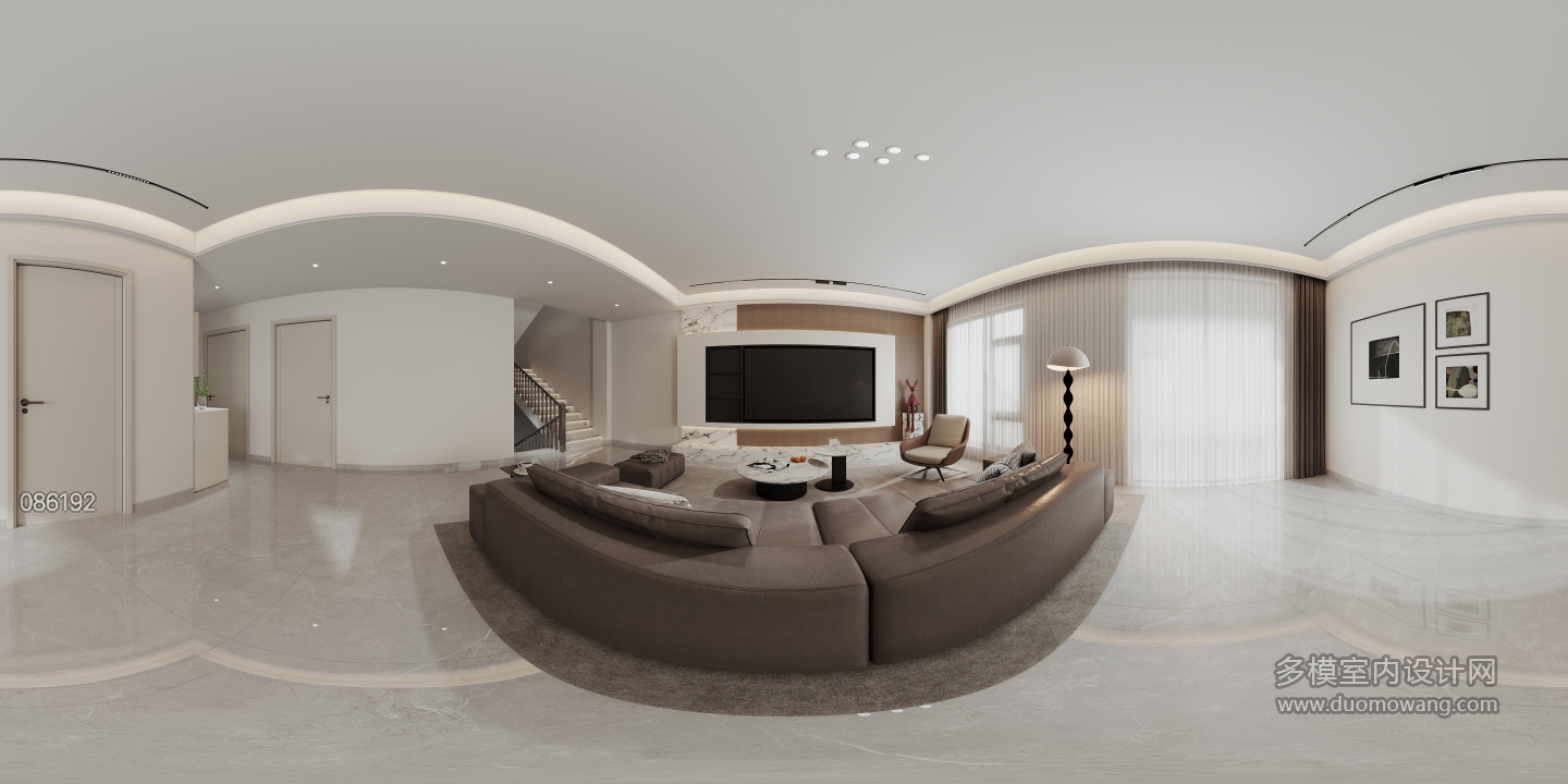 现代二层客厅全景