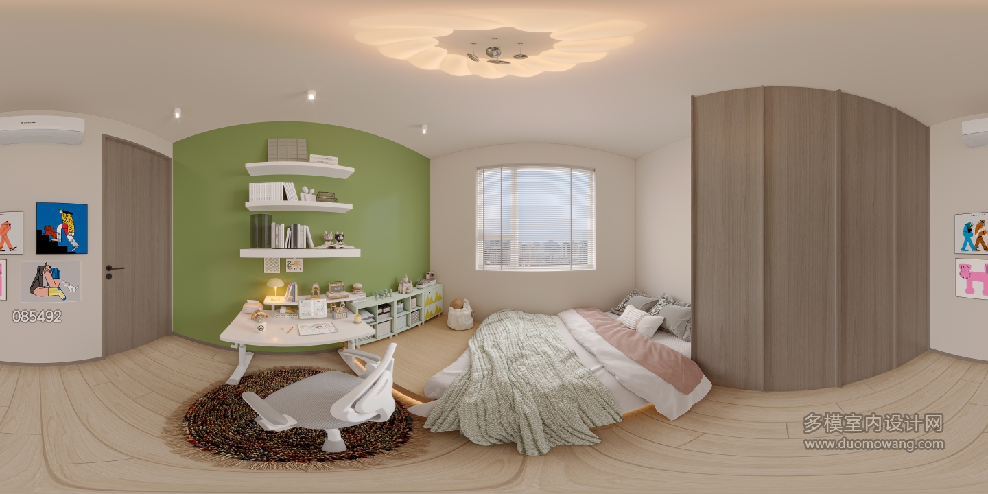 原木风全景儿童房