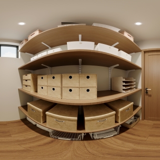 日式原木储物间全景