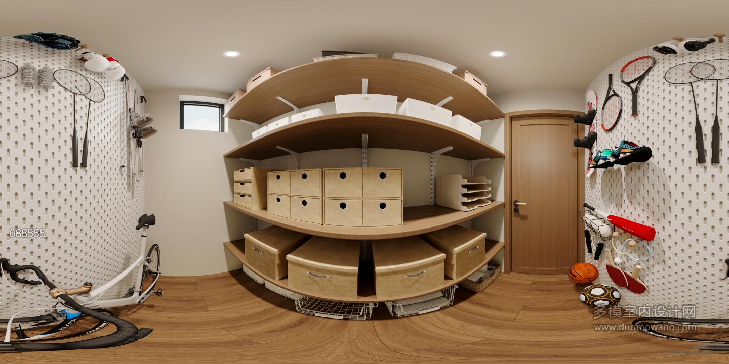 日式原木储物间全景