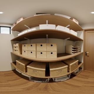 日式原木储物间全景