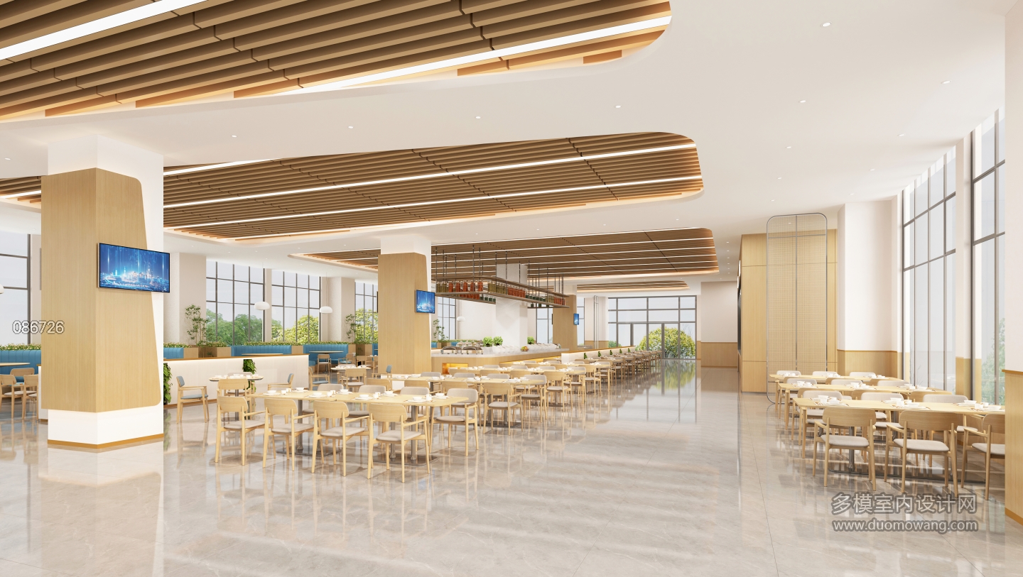 现代食堂员工餐厅视角三 (1) (1)