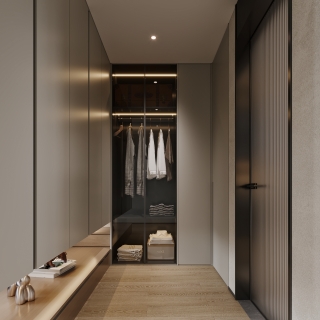 现代主卧室衣帽间特写