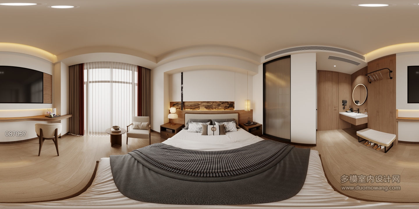 新中式一号公寓次卧全景