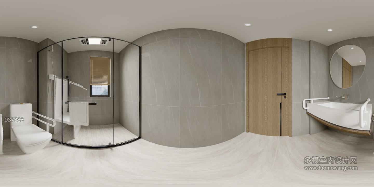 新中式艾灸馆卫生间全景