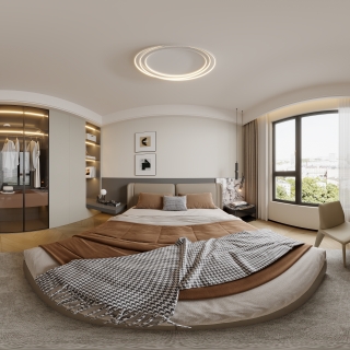 现代二楼卧室全景