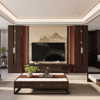 新中式电视墙