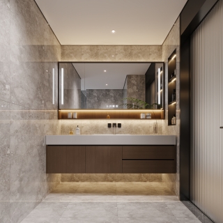 现代主卧室内卫特写