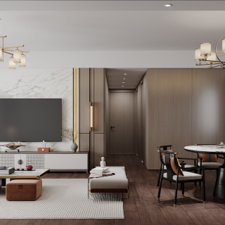 新中式客厅电视背景墙