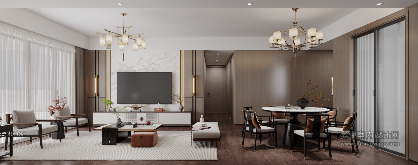 新中式客厅电视背景墙