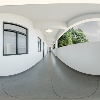 现代办公宿舍楼四人宿舍过道全景