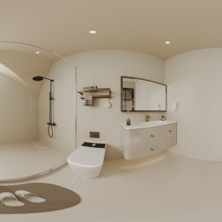 法式奶油三层左侧卧室卫生间全景