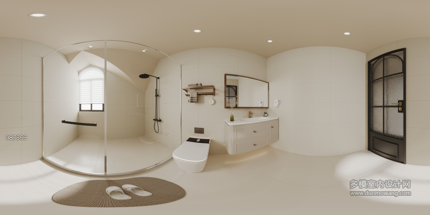 法式奶油三层左侧卧室卫生间全景