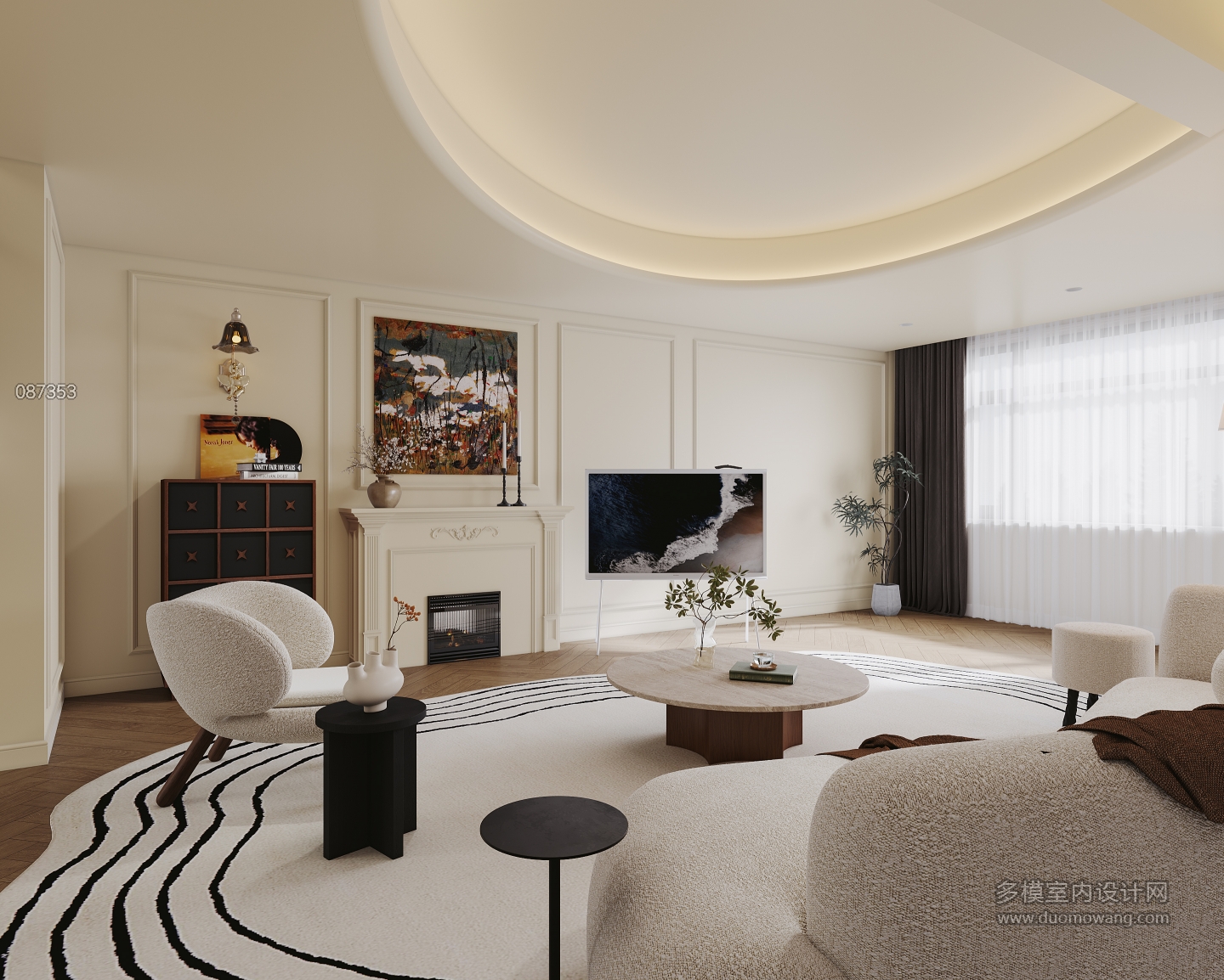 法式奶油二层客厅