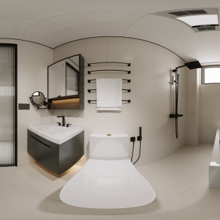 现代奶油主卫全景