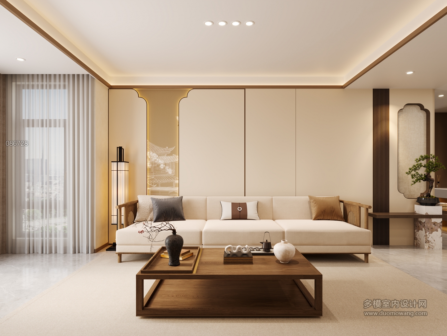 新中式客厅沙发背景