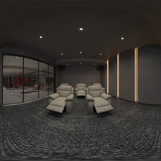 现代负一层影音室全景