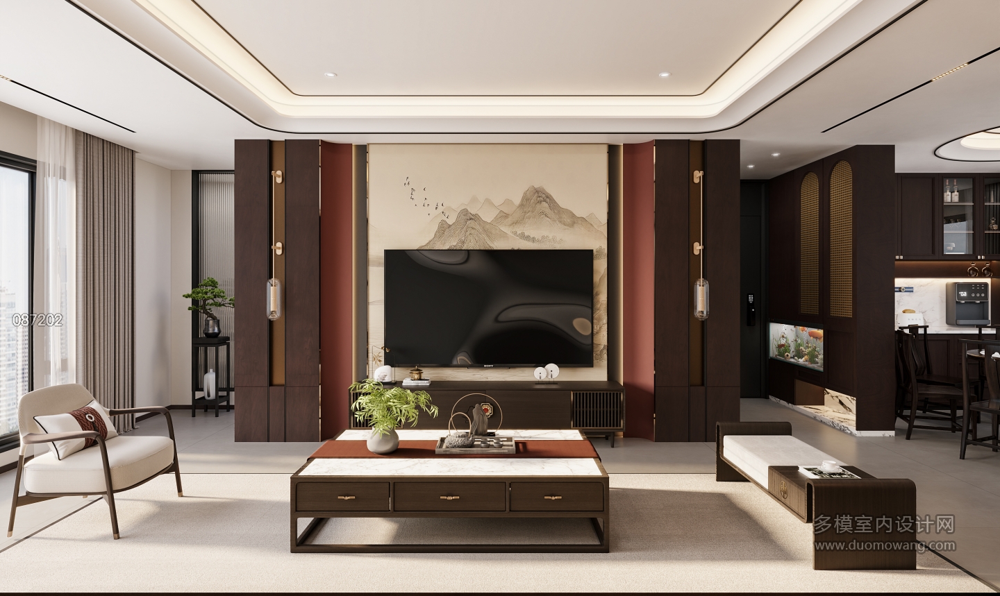 新中式客餐厅电视墙