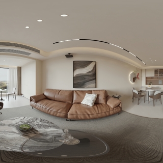 现代 意式 客厅 全景1