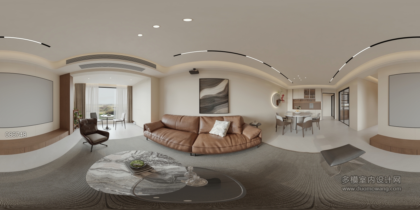 现代 意式 客厅 全景1