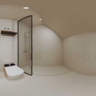 法式奶油三层右侧卧室卫生间全景