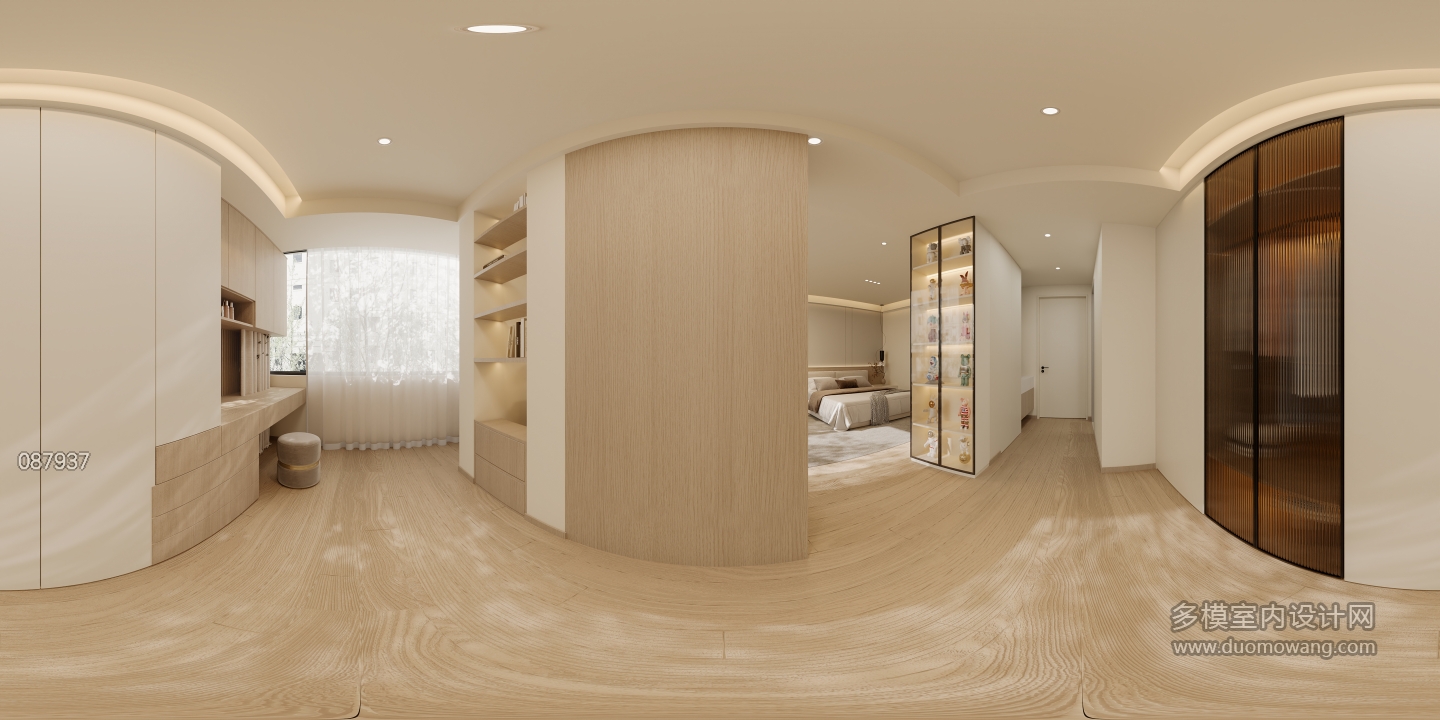 现代二楼主卧书房全景