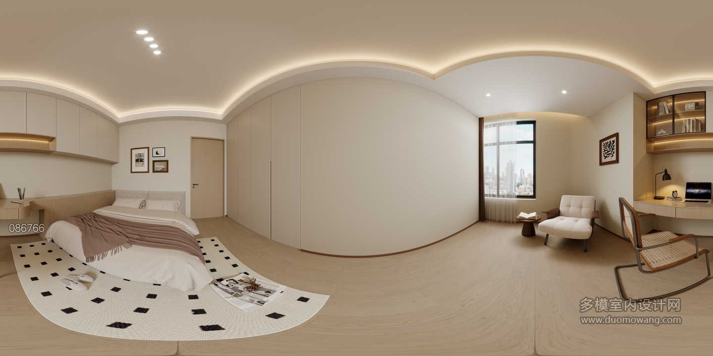 新中式卧室全景