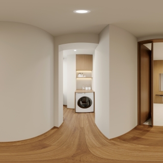 日式原木更衣区全景