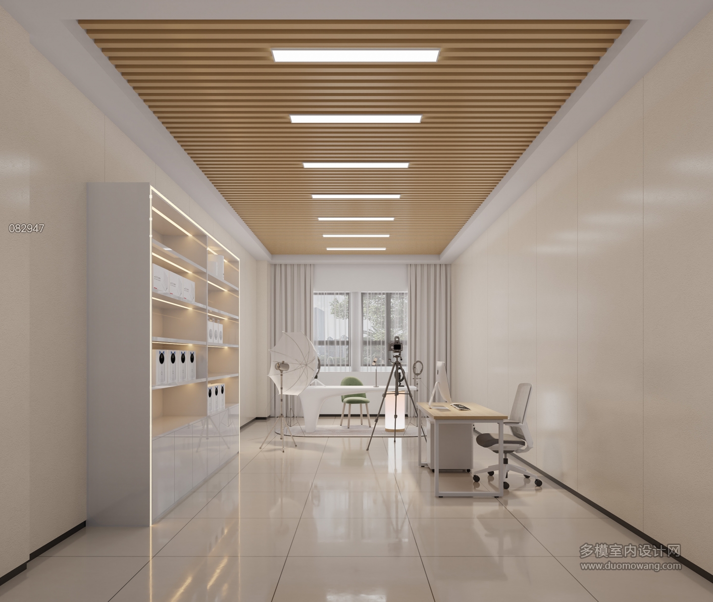 现代办公宿舍楼小直播间特写