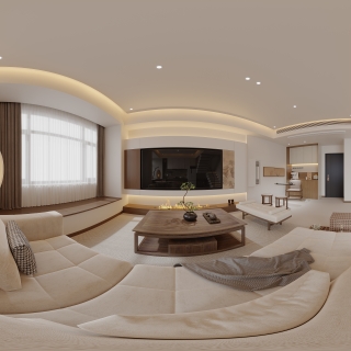 新中式后加客厅全景