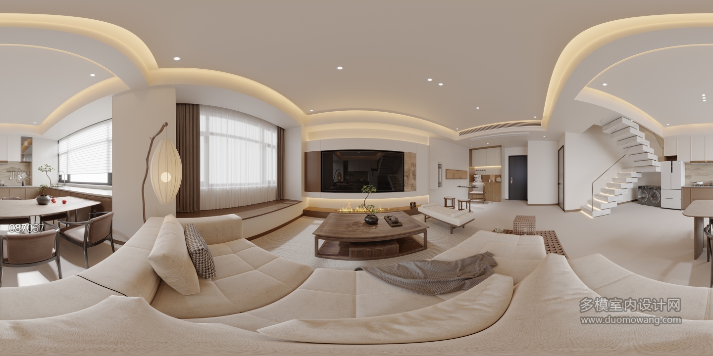 新中式后加客厅全景