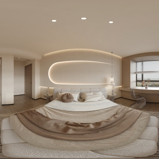 现代 主卧 全景