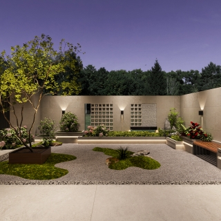 现代庭院角度2夜景