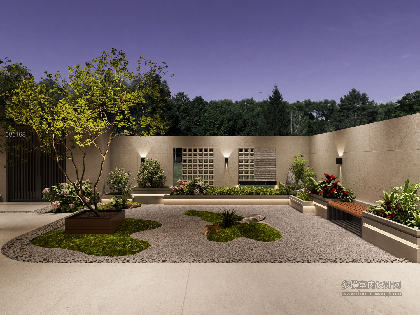 现代庭院角度2夜景