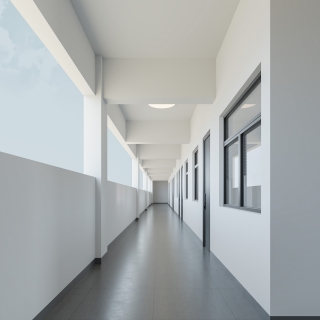 现代办公宿舍楼四人宿舍过道特写