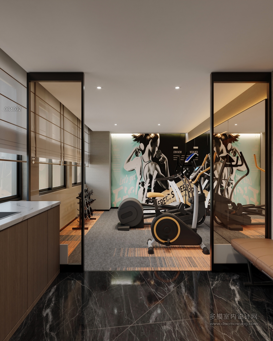 现代酒店健身房特写
