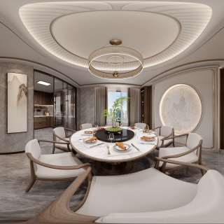 新中式 餐厅 全景