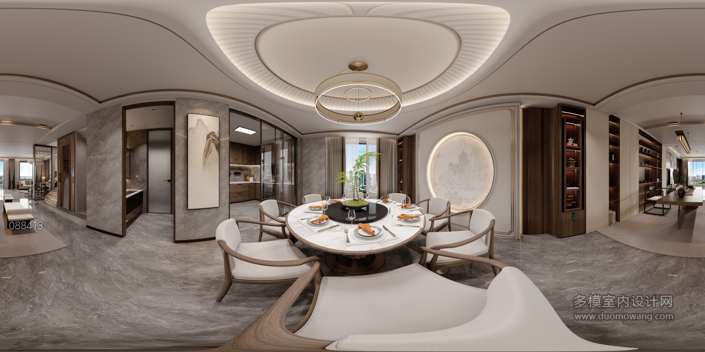 新中式 餐厅 全景