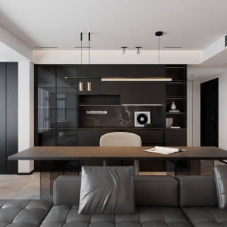 现代黑白灰-客厅