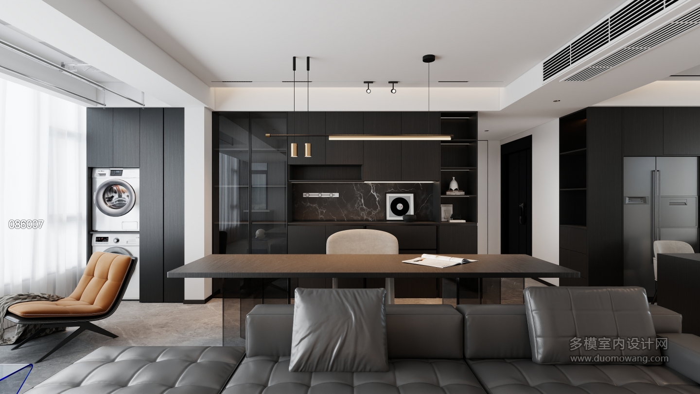 现代黑白灰-客厅