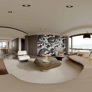 意式轻奢 客厅全景