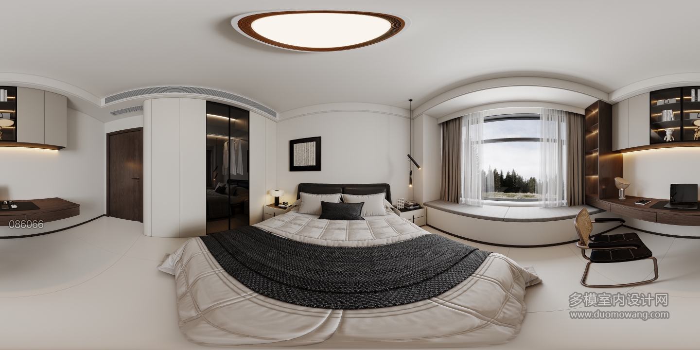 现代书房兼次卧全景