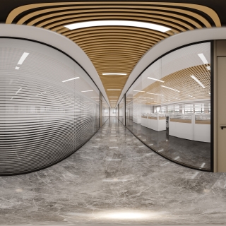 现代办公宿舍楼办公室走廊全景