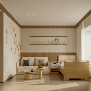 新中式艾灸馆休息室静态